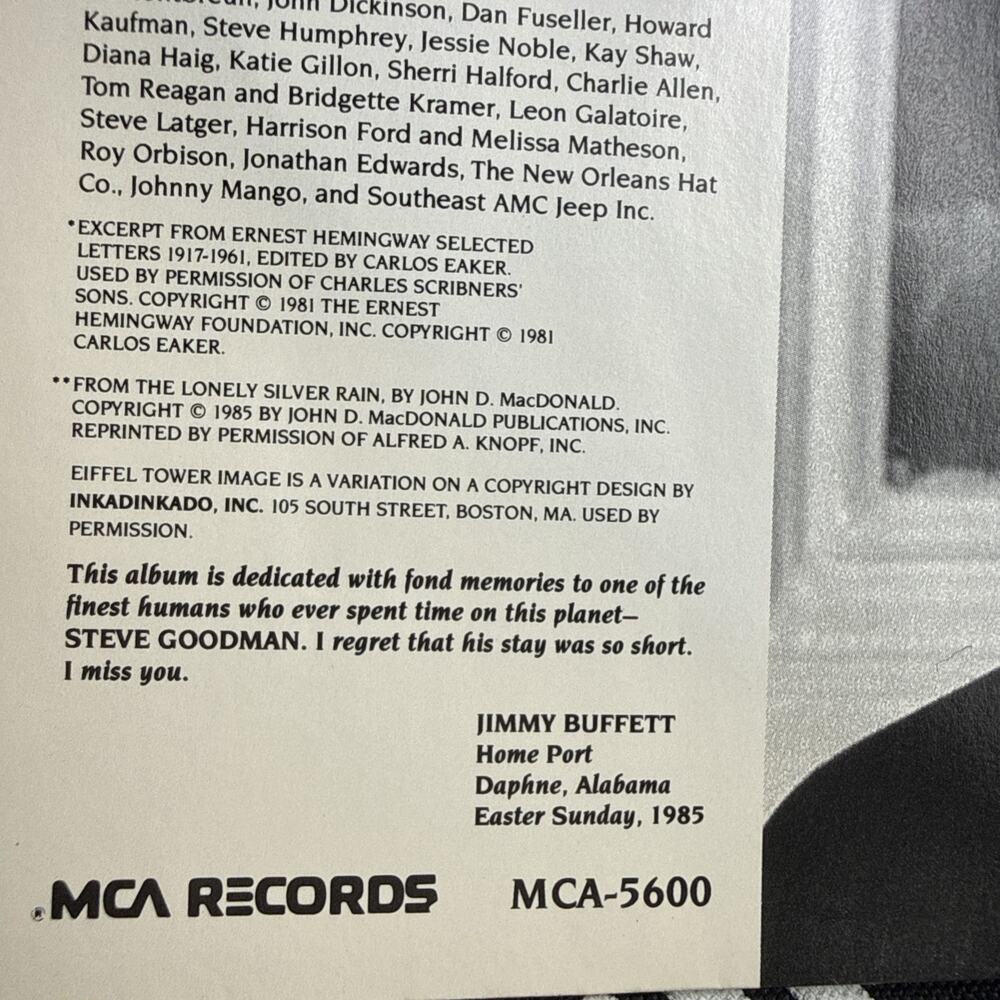 Jimmy Buffett Last Mango In Paris Vinyl 12” w/lyric sleeve MCA 5600 1985 VG+ - Picture 15 of 15